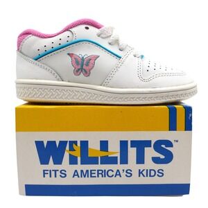 Willits Wind Sneakers Toddler 7.5 M Vintage 90s White Pink Butterfly Leather 288